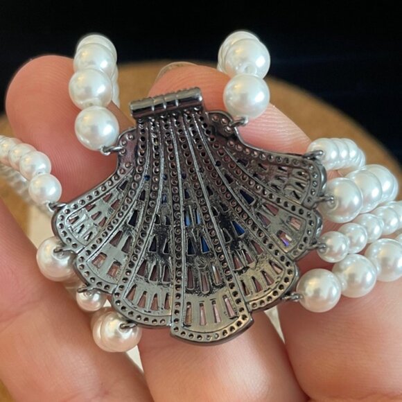 Swarovski Silver and Blue Pearl Necklace - Picture 5 of 9